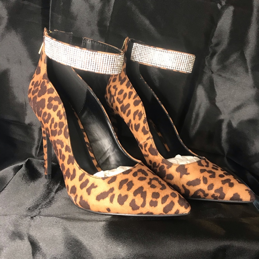 Cheetah Print Bedazzled Heels NIB